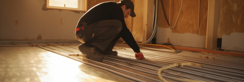 electician intalling heated floors
