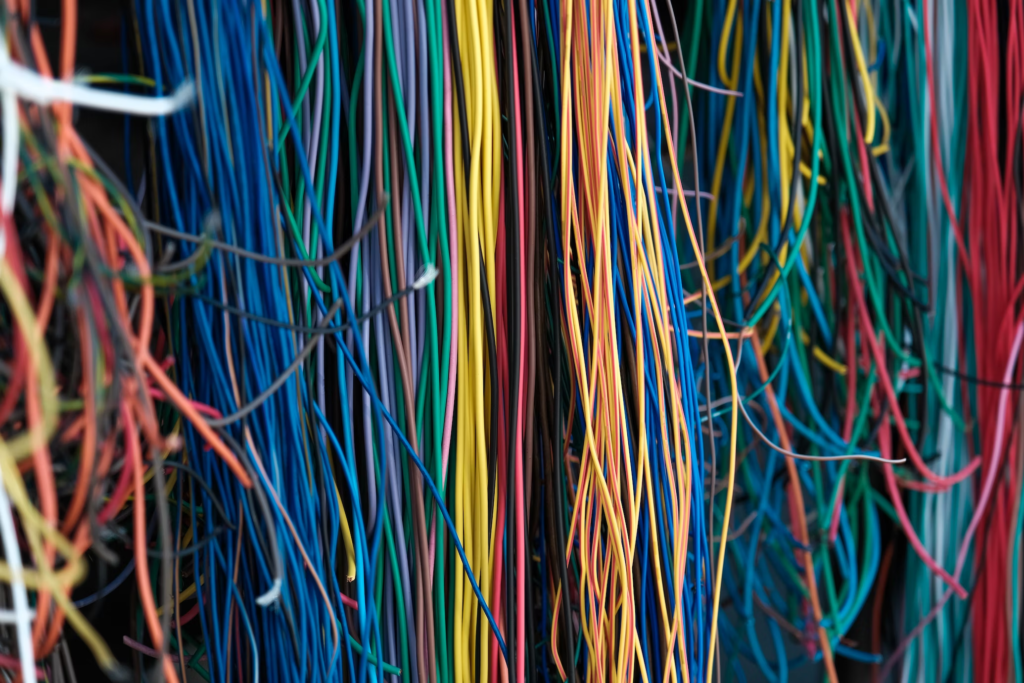 color-coded wires according to standard U.S. guidelines