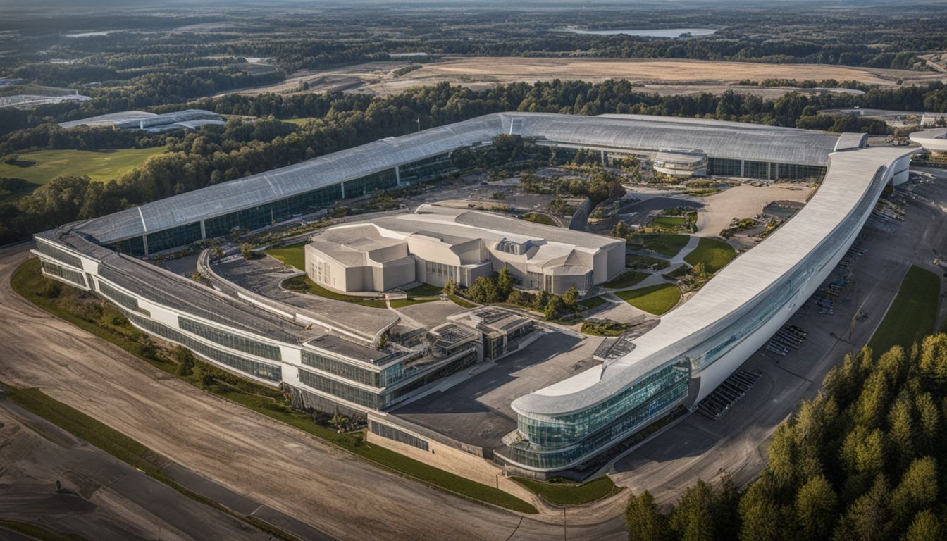 A highly secure government facility with strict entry restrictions and busy atmosphere.
